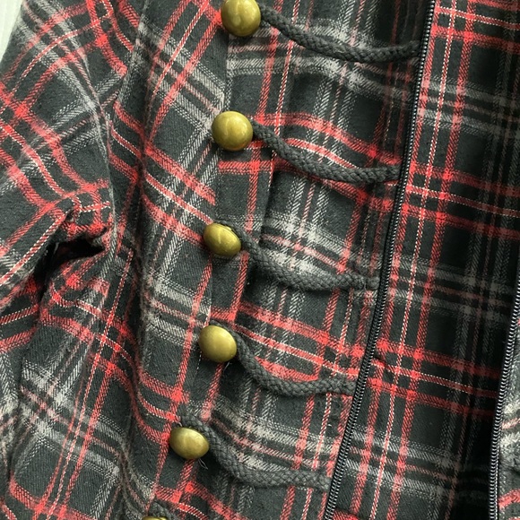 Vintage Y2k forever 21 plaid checkered steampunk grunge flannel jacket medium - Picture 6 of 10